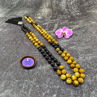 Inner Peace Tree Stone and Black Onyx Mala