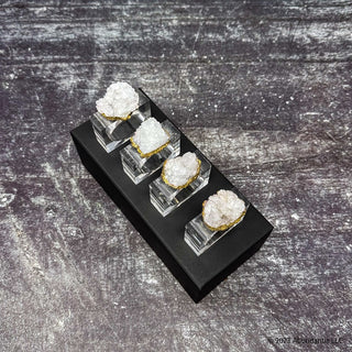 White Geode Gold Plated Napkin Rings