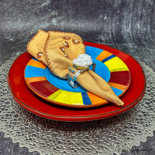 White Geode Gold Plated Napkin Rings