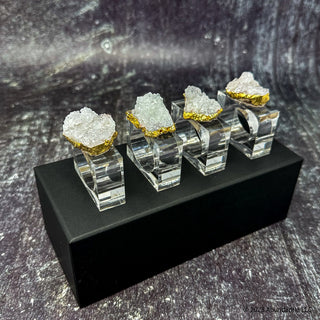 White Geode Gold Plated Napkin Rings