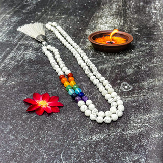 Serenity Howlite & Seven Chakra Gemstone Mala